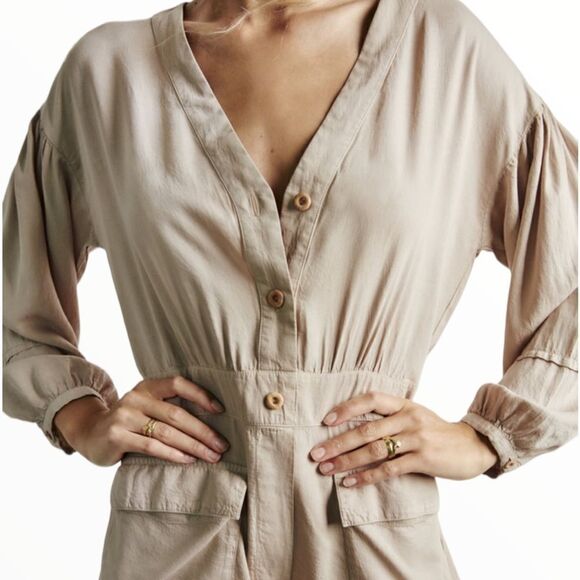 ZARA | Sand | PATCH POCKET SHORT JUMPSUIT - Picture 8 of 9